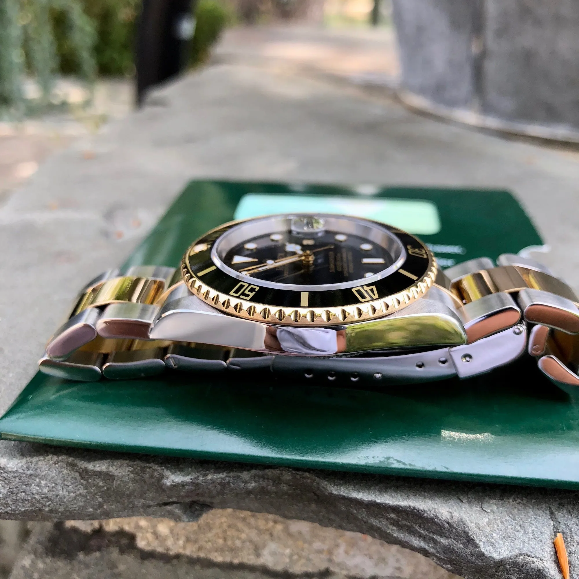 2006 Rolex Submariner 16613 Two Tone Black Steel 18K Gold Wristwatch Box Papers Circa 2005