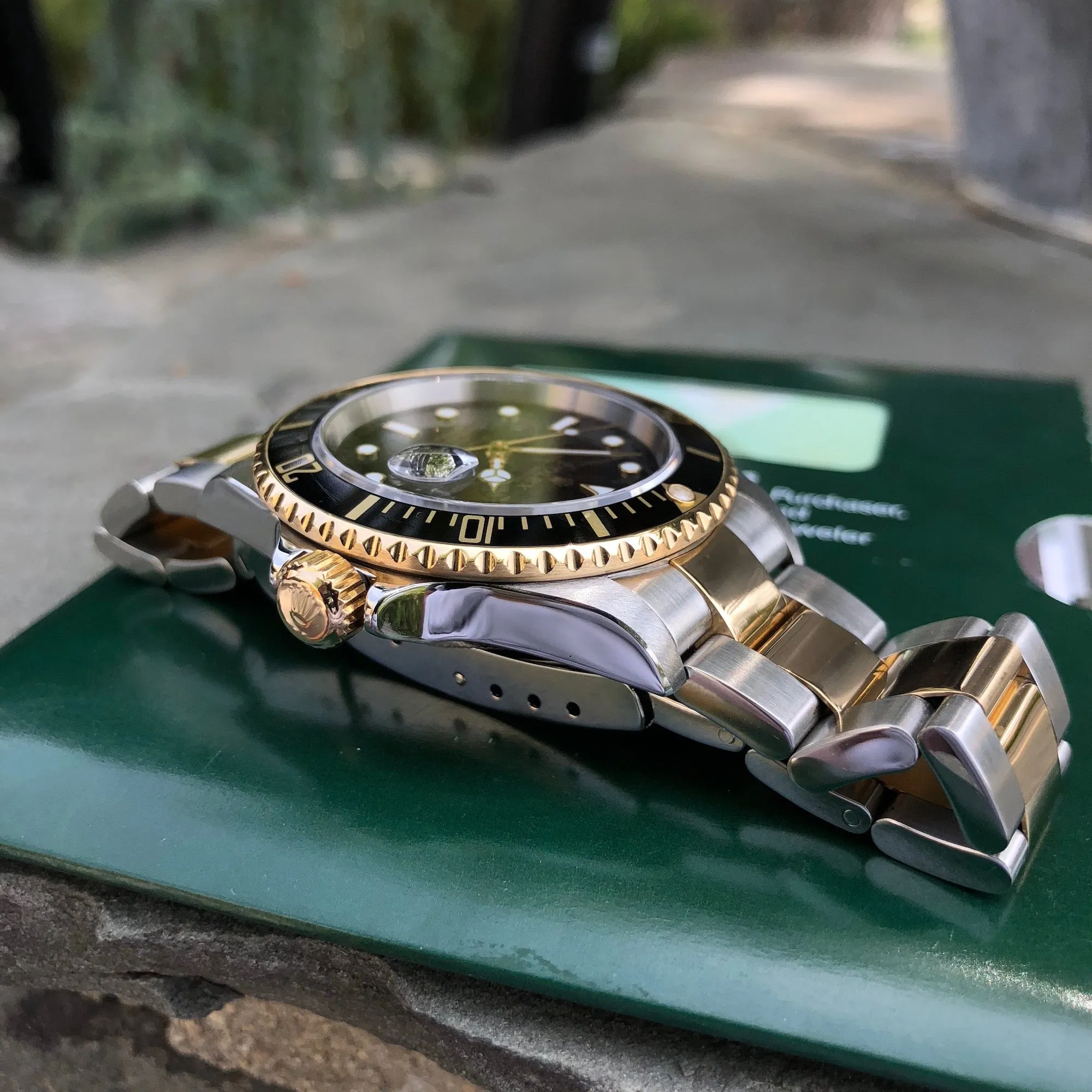 2006 Rolex Submariner 16613 Two Tone Black Steel 18K Gold Wristwatch Box Papers Circa 2005