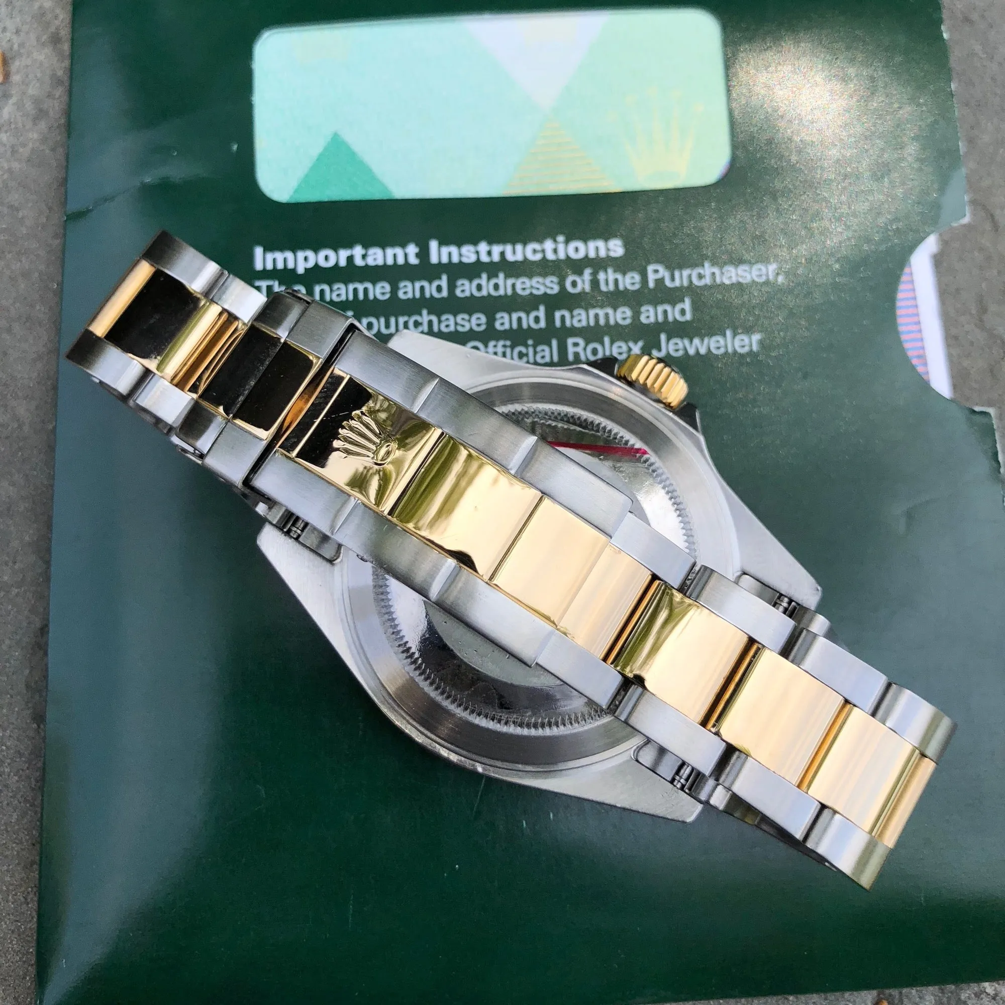 2006 Rolex Submariner 16613 Two Tone Black Steel 18K Gold Wristwatch Box Papers Circa 2005