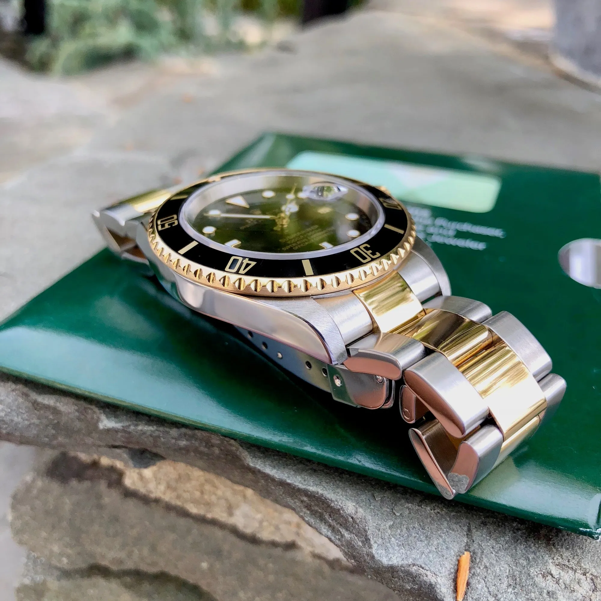 2006 Rolex Submariner 16613 Two Tone Black Steel 18K Gold Wristwatch Box Papers Circa 2005
