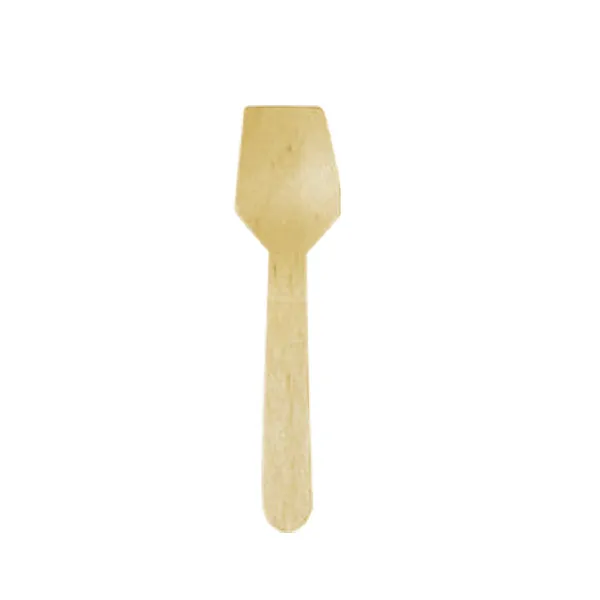 3.5" Disposable Birch Wood Mini Sample Catering Flat Spoon (case)