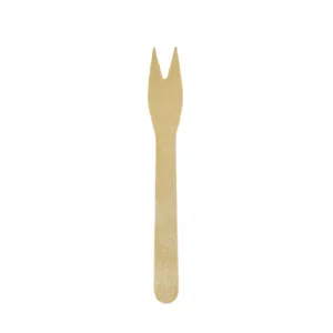 4.7" Disposable Birch Wood Small Two Prong Appetizer Fork Catering (case)