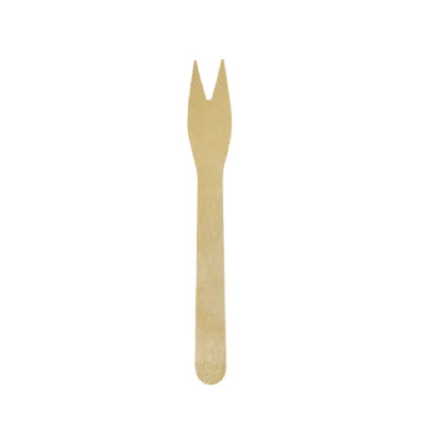 4.7" Disposable Birch Wood Small Two Prong Appetizer Fork Catering (case)