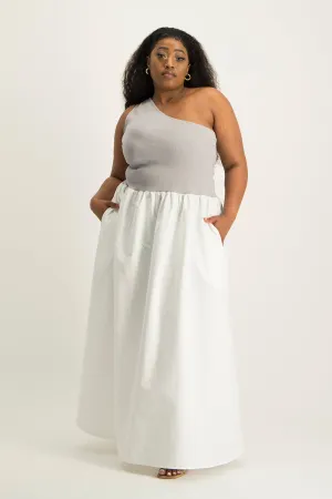 Alessia Contrast One Shoulder Asymmetric Dress