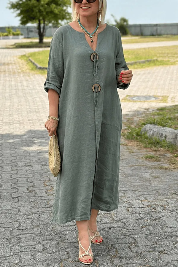 Amara | Button V-Neck Maxi