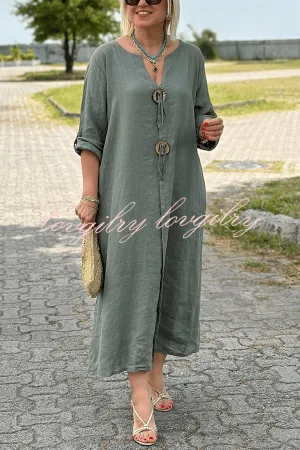 Amara | Button V-Neck Maxi