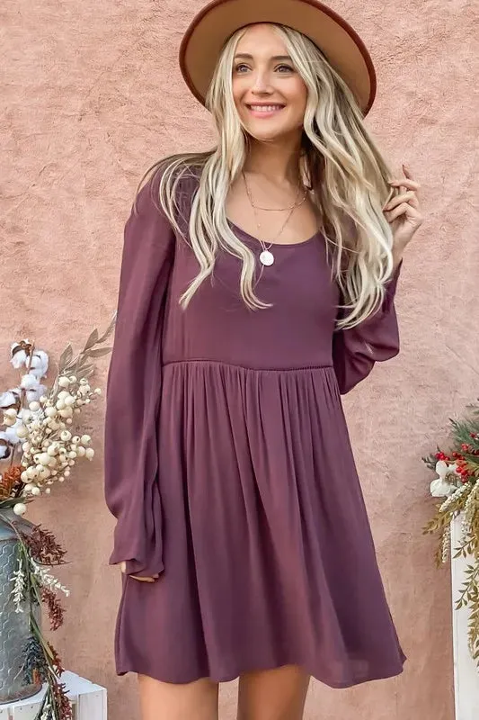 And The Why Back Lace Button Down Detail Bell Sleeve Dress