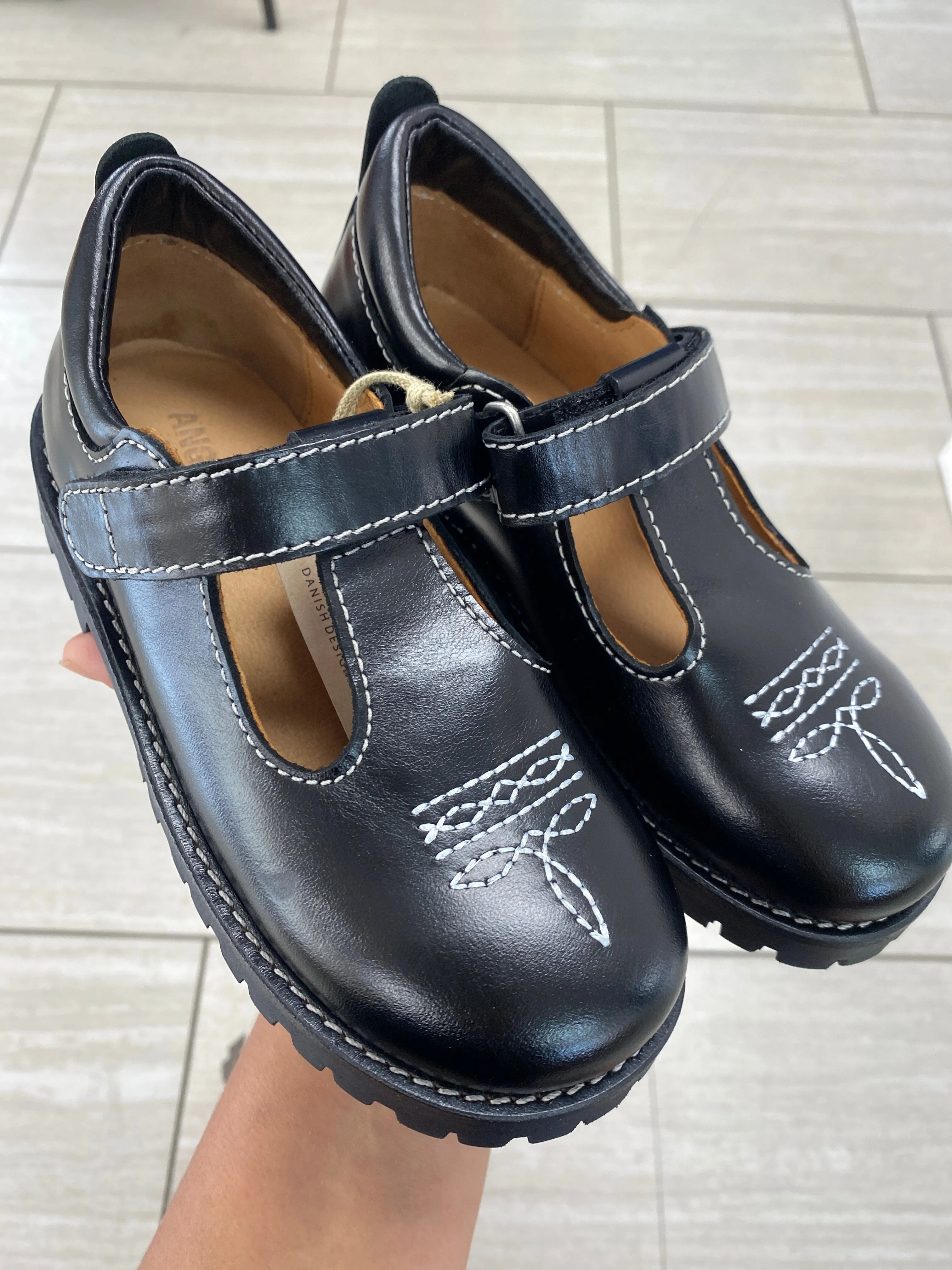 Angulus Black Chunky Mary Jane