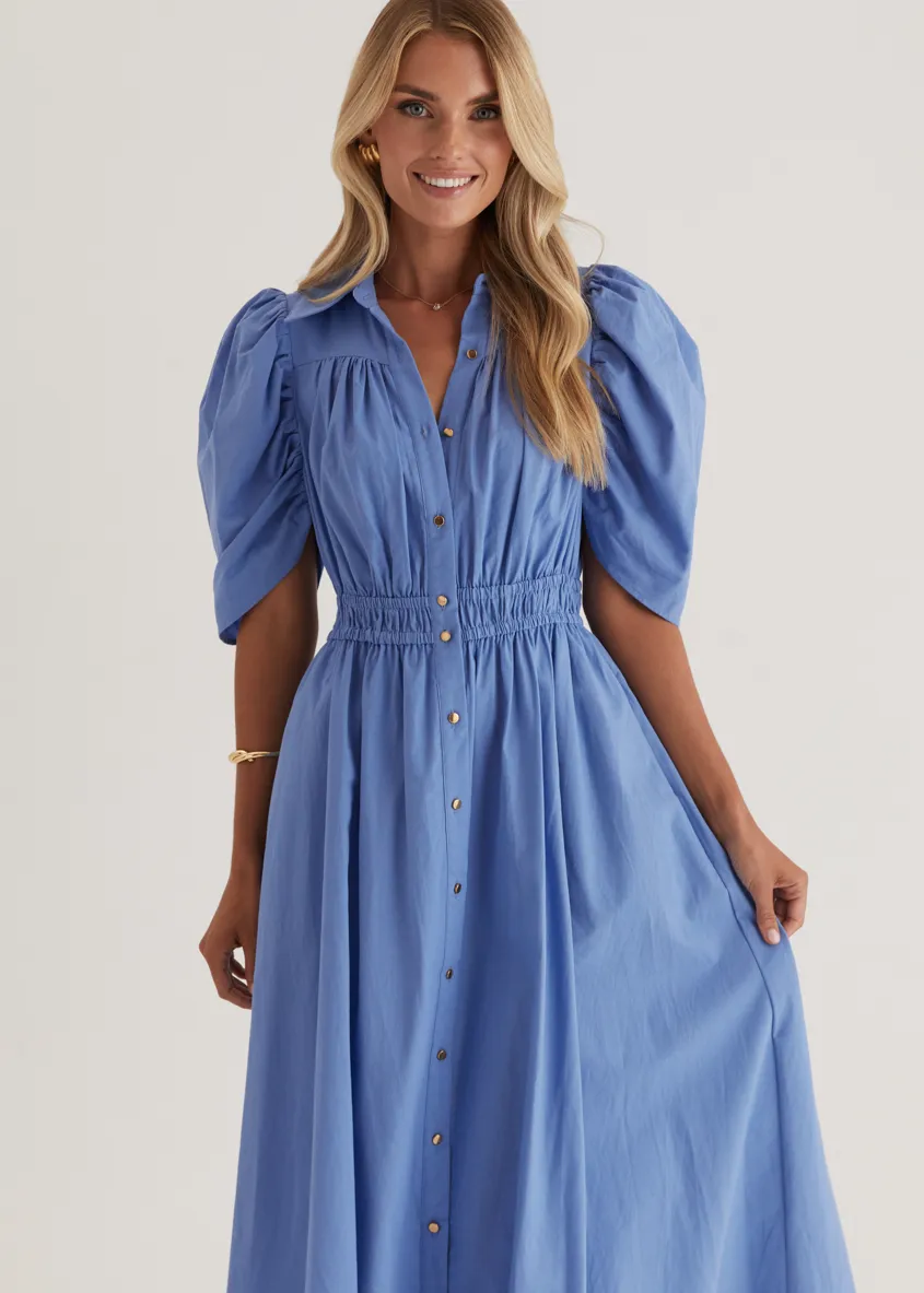 Ariana Midi Dress - Cornflower Blue