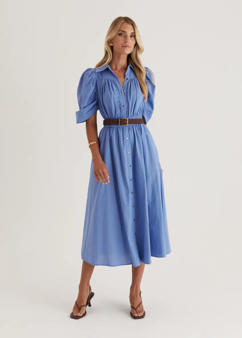 Ariana Midi Dress - Cornflower Blue