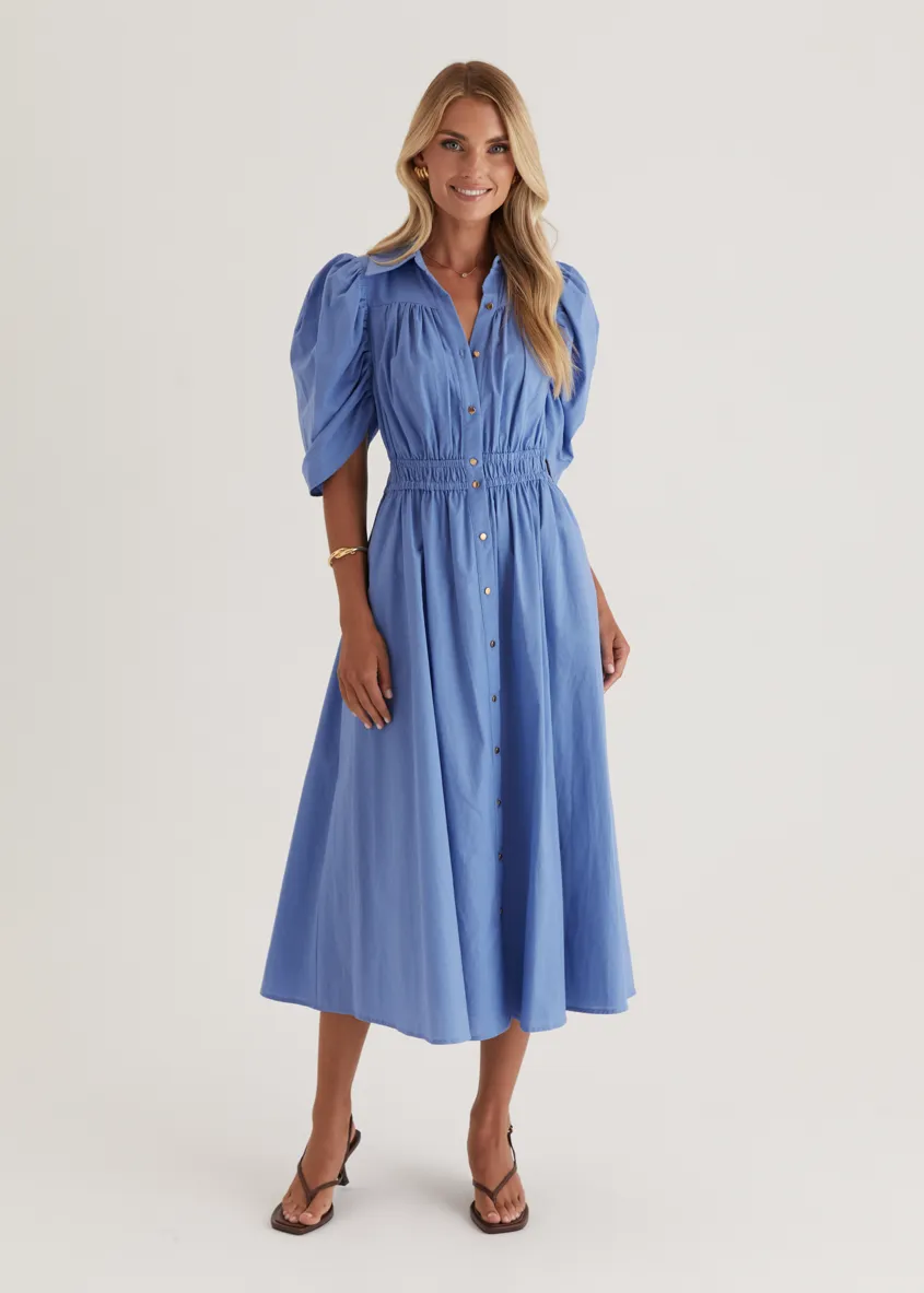 Ariana Midi Dress - Cornflower Blue