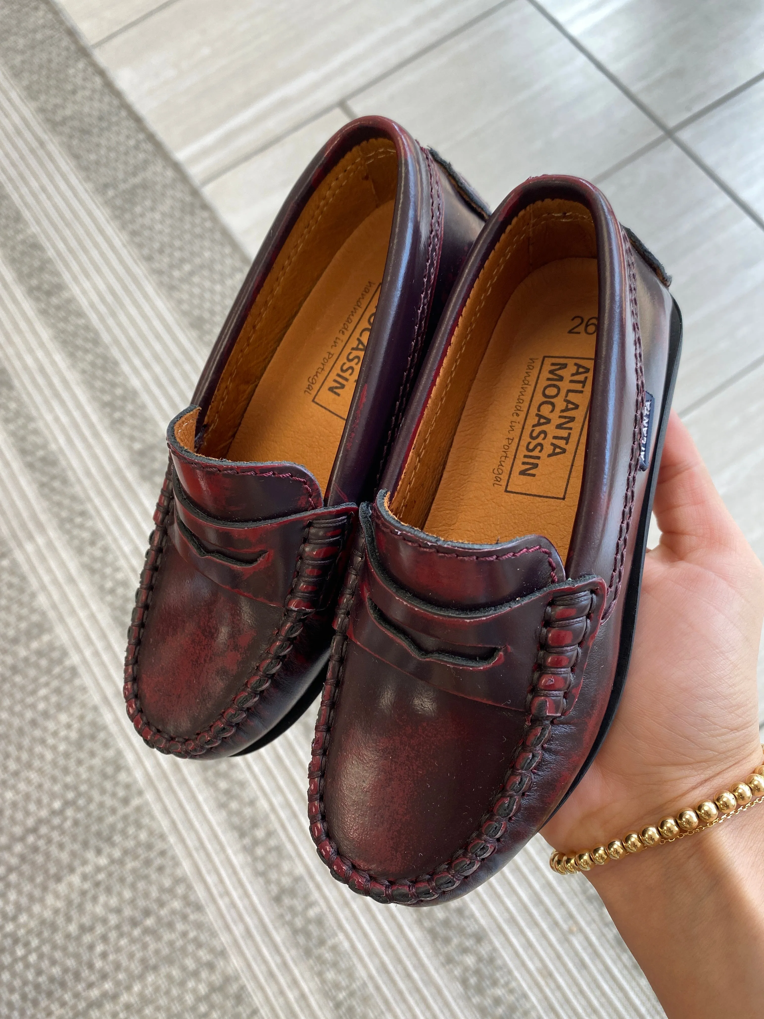 Atlanta Mocassin Brushed Burgundy Penny Loafer