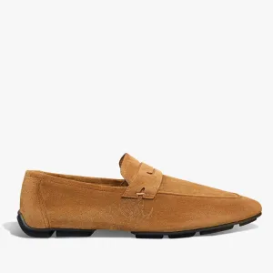 BERLUTI || Men Berluti Lorenzo Drive Scritto Camoscio Calf Leather Loafer / Camel Brown