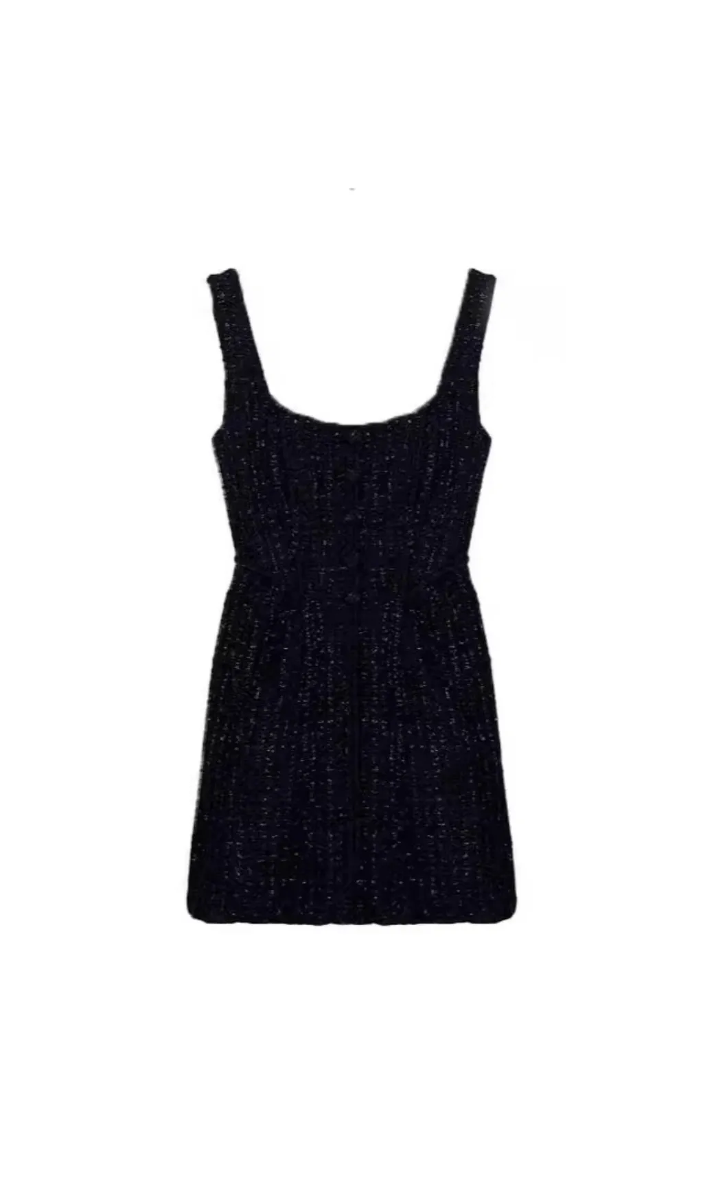 BLACK BOUCLE MINI DRESS
