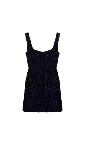 BLACK BOUCLE MINI DRESS