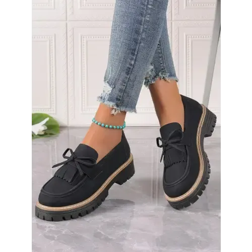 Black Bow Loafers