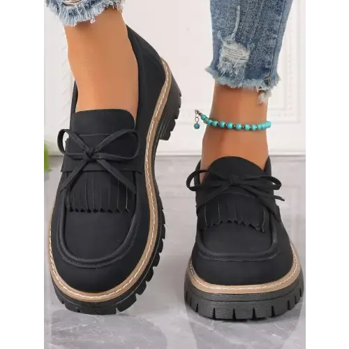 Black Bow Loafers