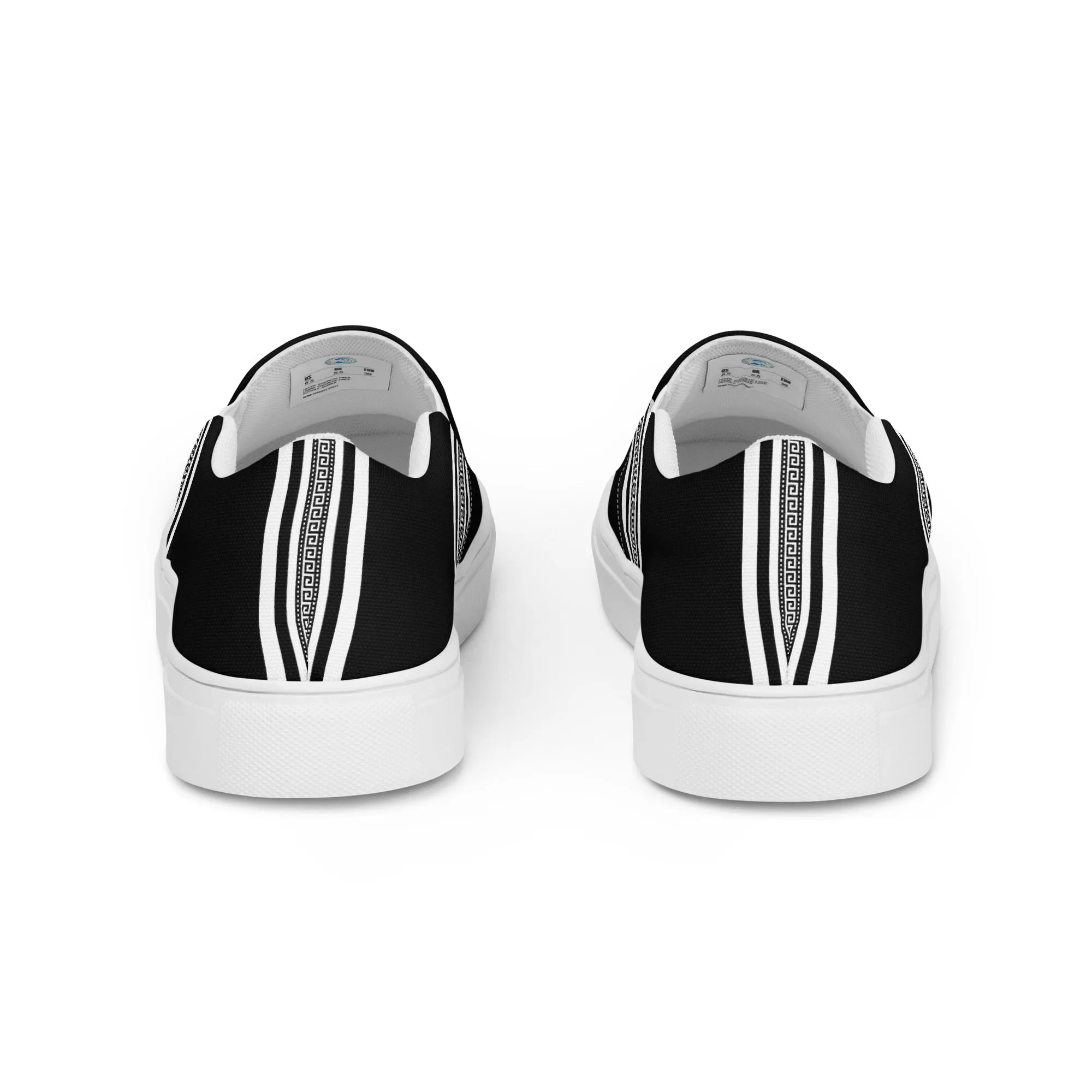 Black White Greek Key Men’s slip-on canvas shoes