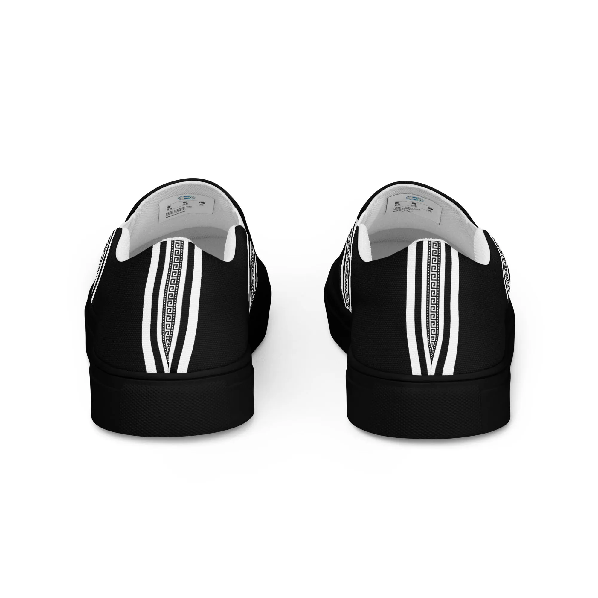 Black White Greek Key Men’s slip-on canvas shoes