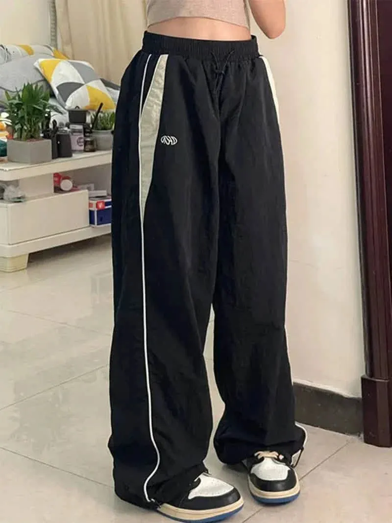 Black Wide Leg Cargo Trousers Women