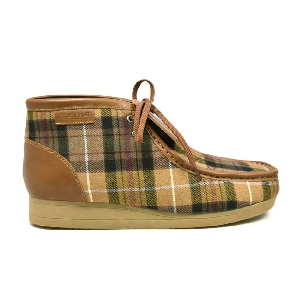 British Walkers New Castle Men's Tan Plaid Suede Ankle Boots