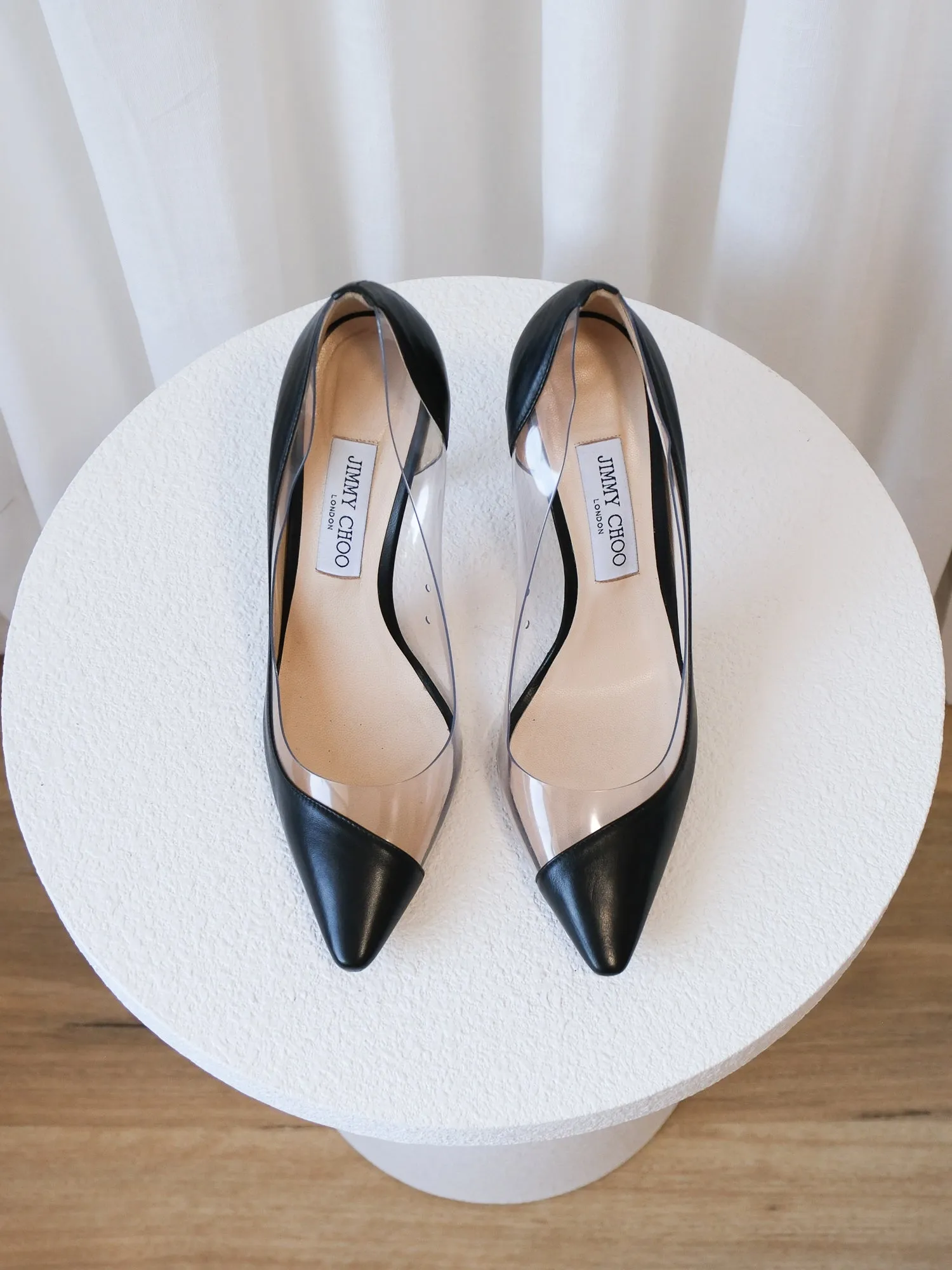 'Cass' Leather PVC Heels, Size 39.5