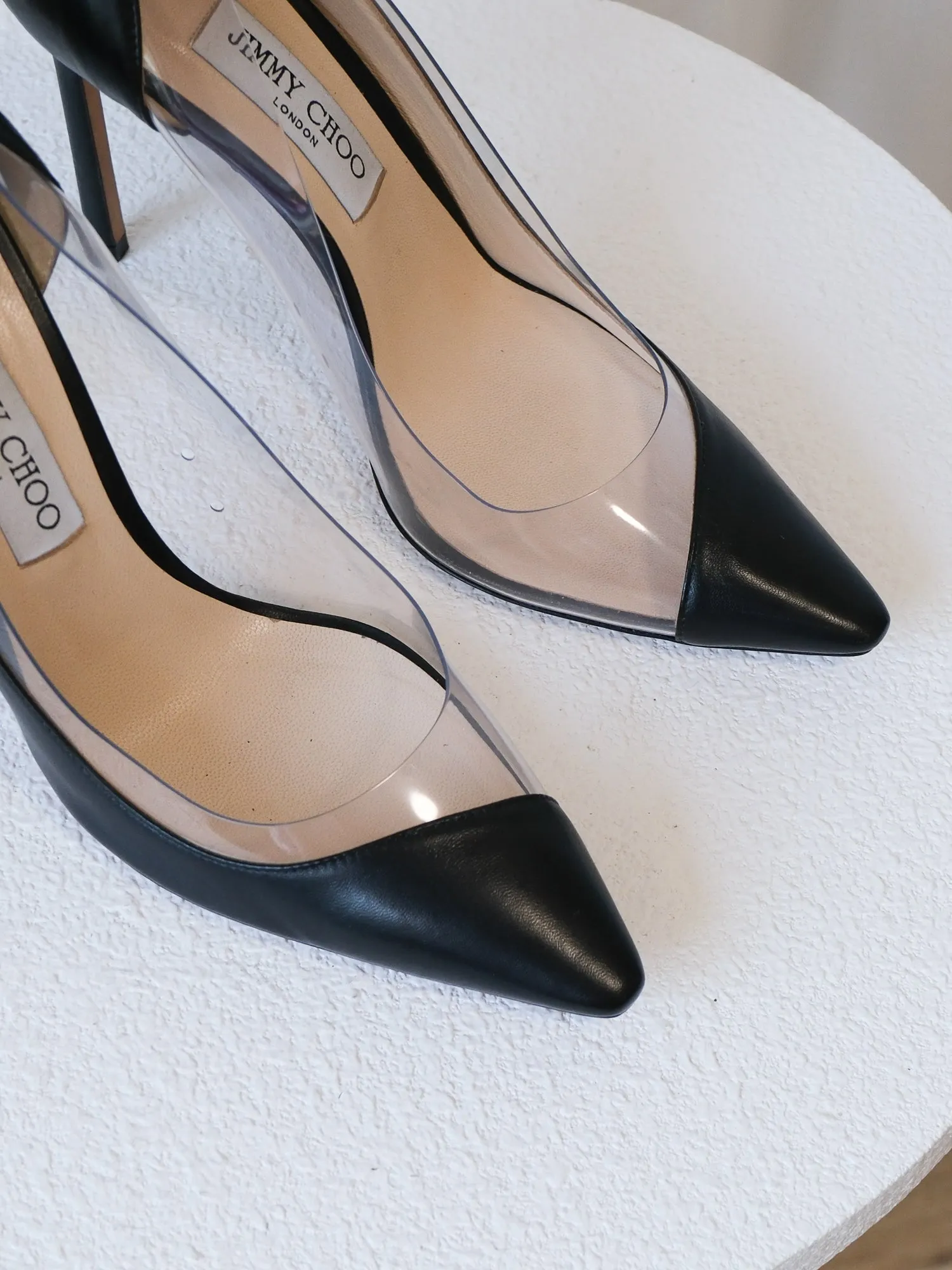 'Cass' Leather PVC Heels, Size 39.5