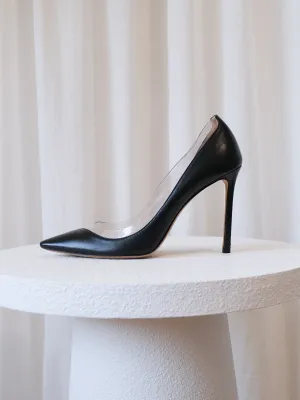 'Cass' Leather PVC Heels, Size 39.5