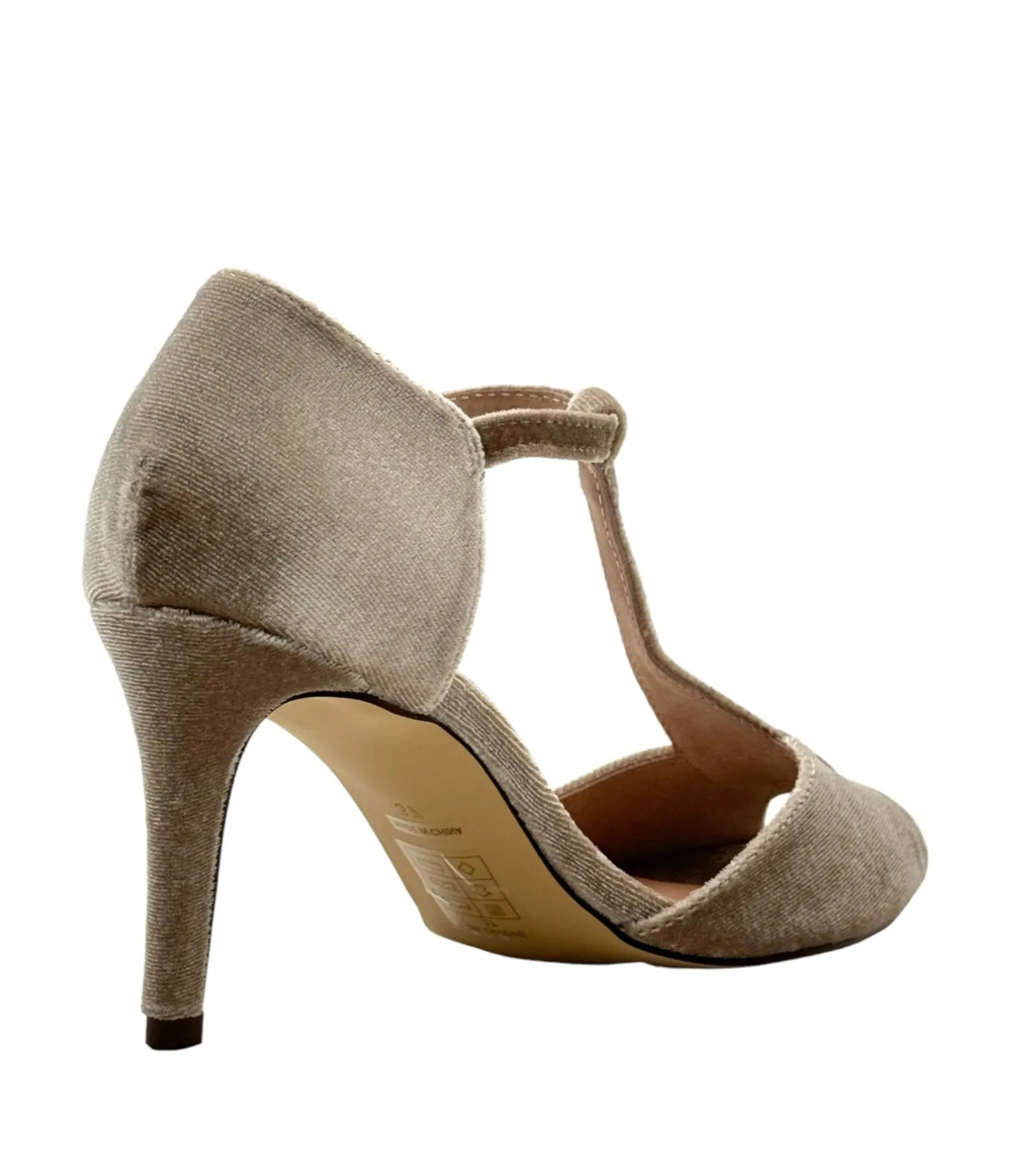 Chelsea Crew Cream T-Strap Velvet Blondie Heels