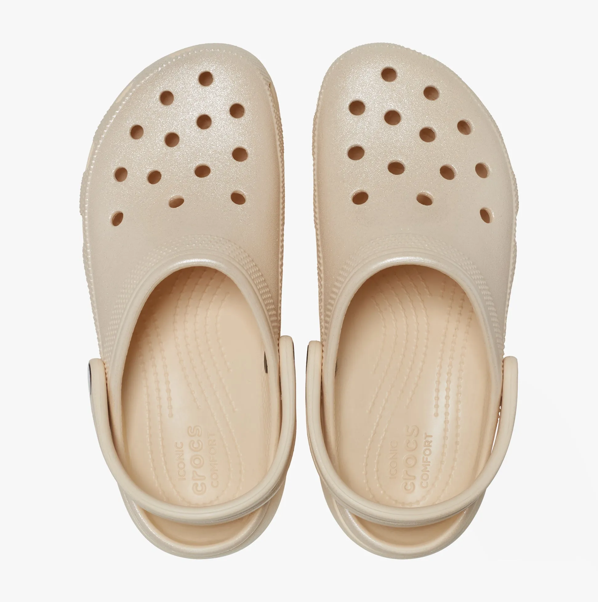 Crocs 208590-108 CLASSIC PLATFORM SHIMMER Womens Clogs Vanilla