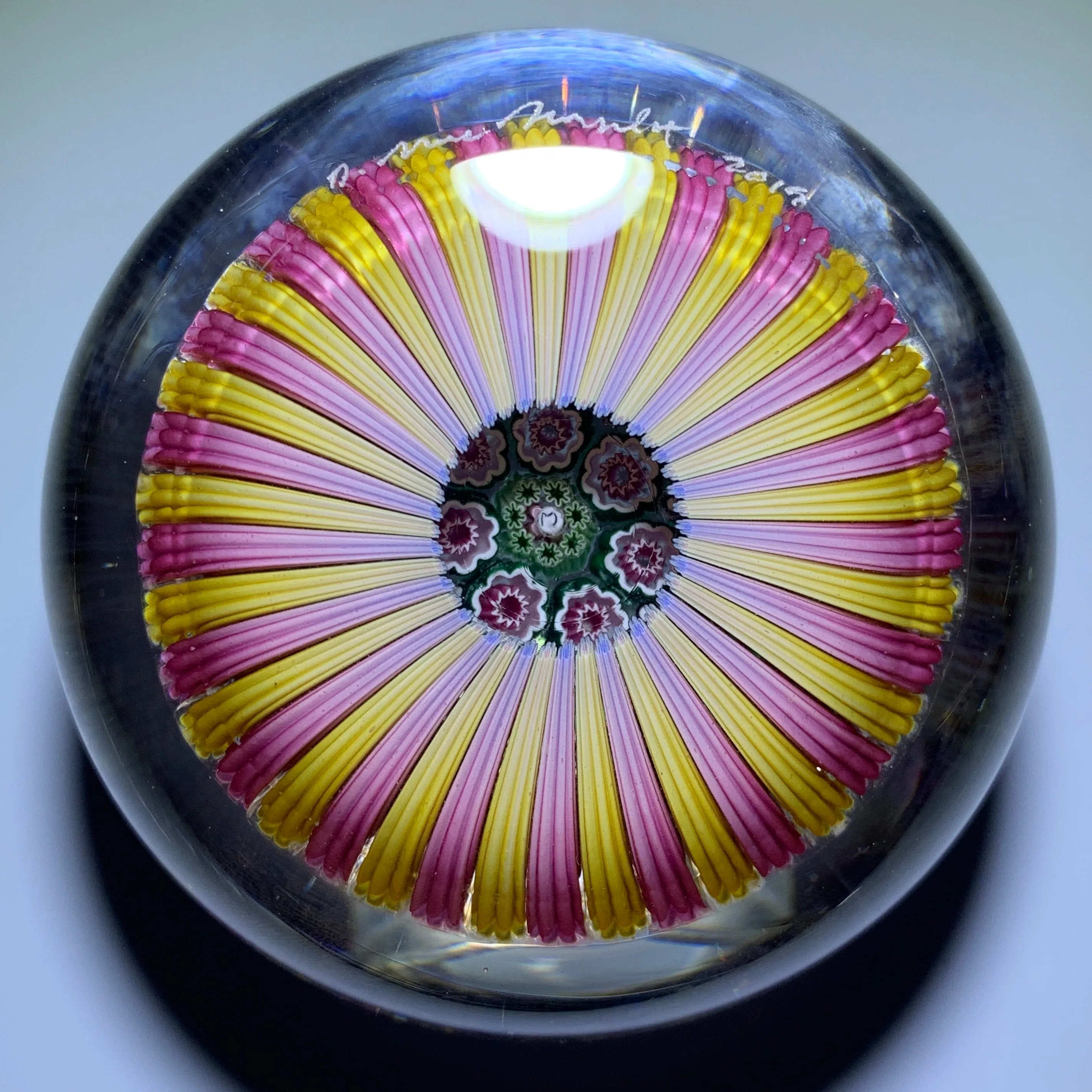 Damon MacNaught 2020 Magnum Concentric Complex Millefiori With Rose Canes in Gold & Pink Staves