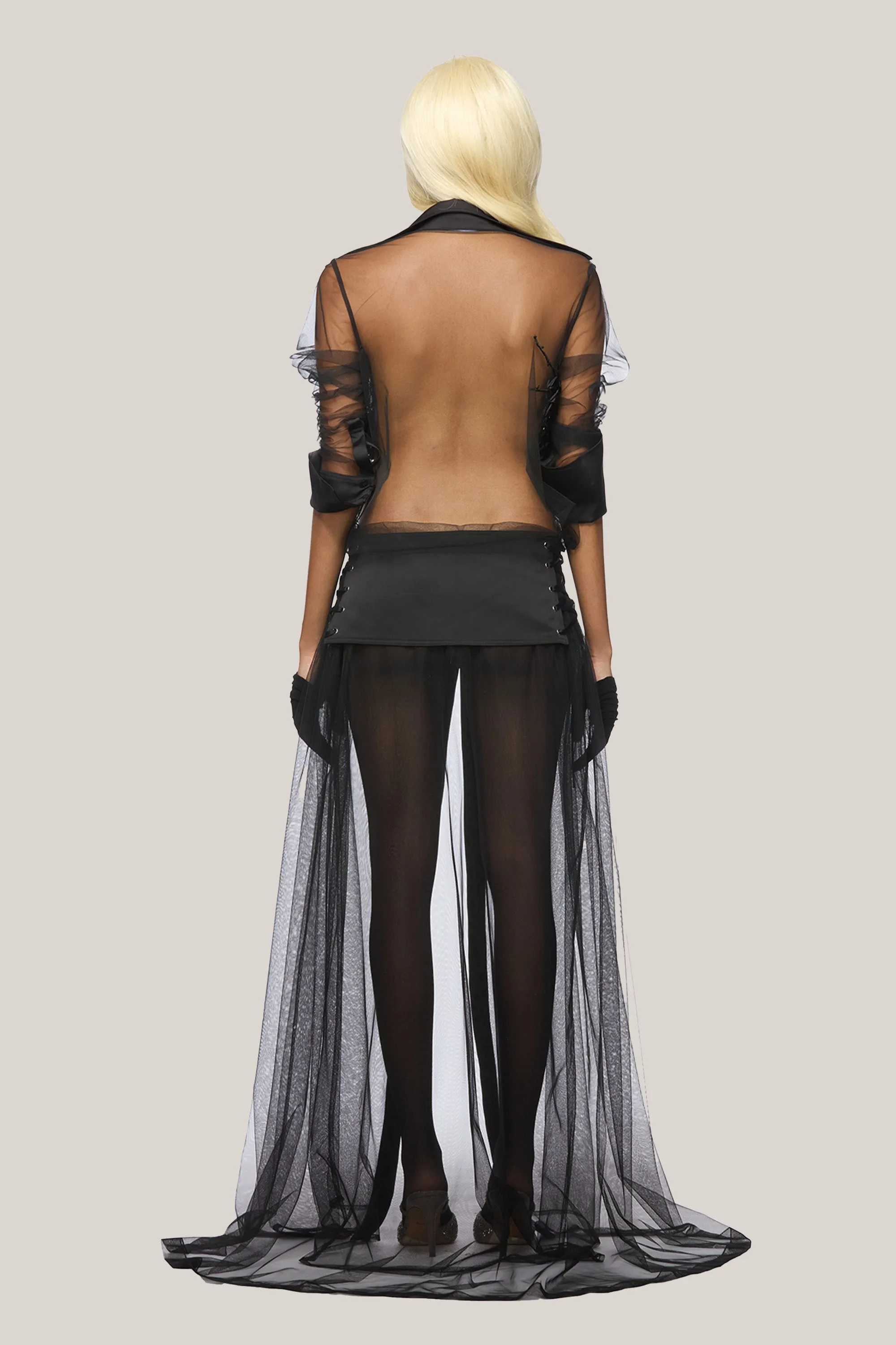 DAS LA VIE • Reyes Shirt See-Through Organza Voile Floor Length Dress
