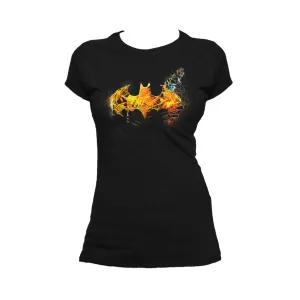 DC Comics Batman Logo Saturated Official Women's T-shirt (Black)