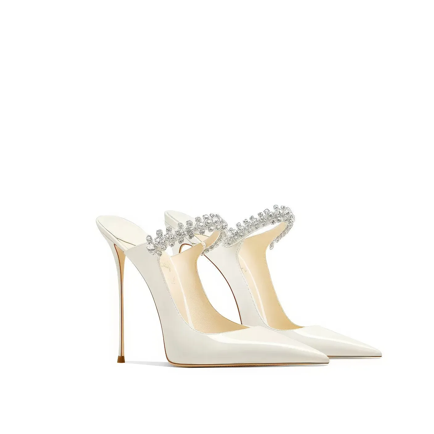 Diamante Decor Open Back Cut Out Heels (Copy)
