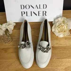 Donald Pliner White Leather Loafers 5