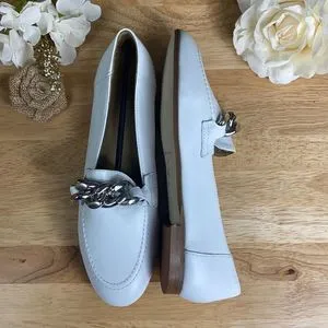 Donald Pliner White Leather Loafers 5