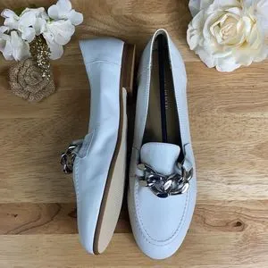 Donald Pliner White Leather Loafers 5