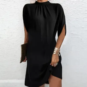 Elegant short sleeves dress with high collar - airy & stylish for every occasion