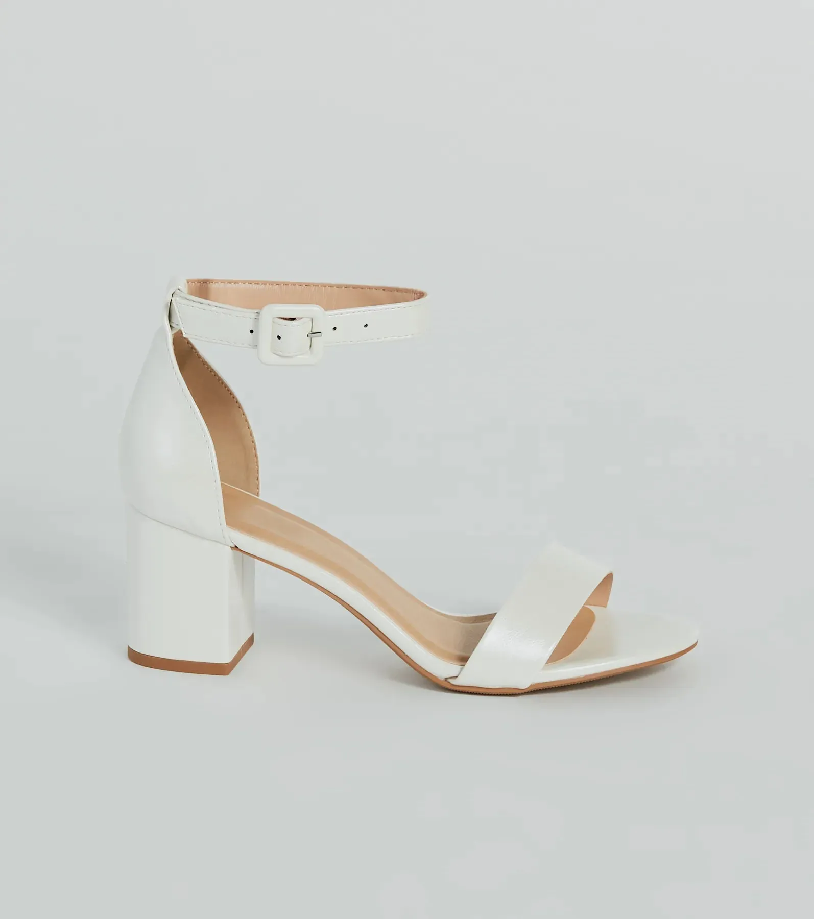 Elegantly Minimal Faux Leather Short Block Heels
