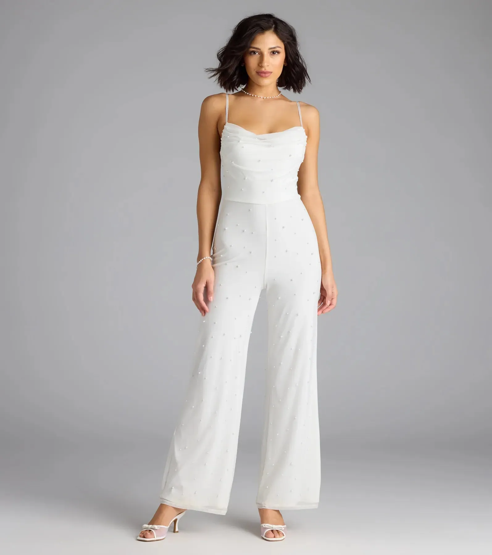 Elevate Your Vibe Wide-Leg Faux Pearl Jumpsuit