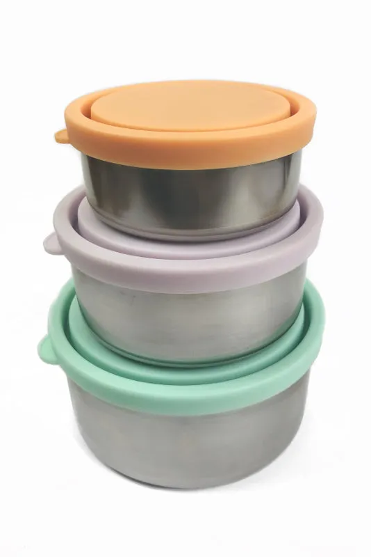 Ever Eco Stainless Steel Round Containers - Set of 3 (150mL, 280mL & 500mL) Spring Pastels