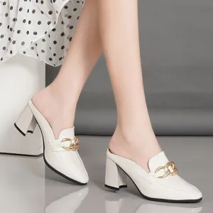 Female Heels Slippers Cover Soft Comfortable Rubber Buckle Luxury Heels