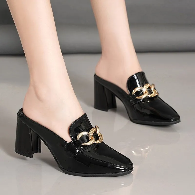 Female Heels Slippers Cover Soft Comfortable Rubber Buckle Luxury Heels