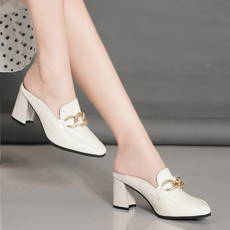 Female Heels Slippers Cover Soft Comfortable Rubber Buckle Luxury Heels