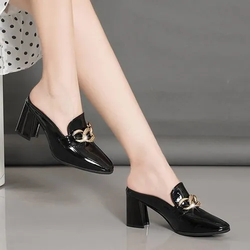 Female Heels Slippers Cover Soft Comfortable Rubber Buckle Luxury Heels