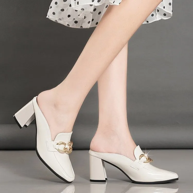 Female Heels Slippers Cover Soft Comfortable Rubber Buckle Luxury Heels