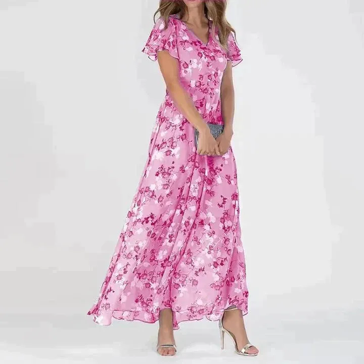 Floral Chiffon Maxi Dress | Elegant & Flowy