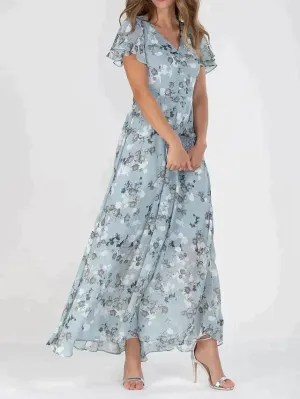 Floral Chiffon Maxi Dress | Elegant & Flowy