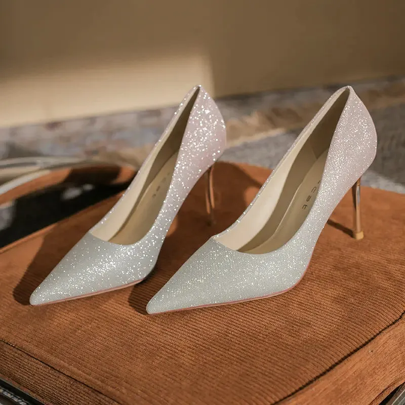 French High Heels Gradient Heels High Heeled Single Shoes