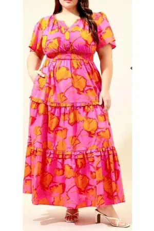 Fuchsia- Orange Dress